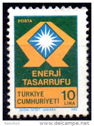 TURKEY 1982 Energy Conservation. - 10l Yellow, Blue & Green  MNG - Unused Stamps