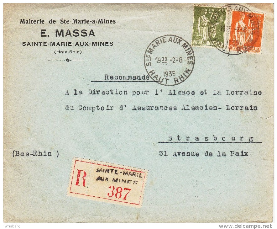 Env Reco Affr Y&T 284A + 286 Obl STE CROIX AUX MINES Du 2.8.1935 - Cachet Autoplan - Covers & Documents