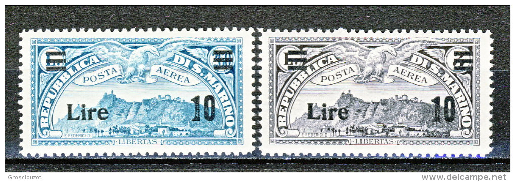 San Marino PA 1942 Soprastampati N. 19 E N. 20  MNH Timbrino Di Garanzia - Luchtpost