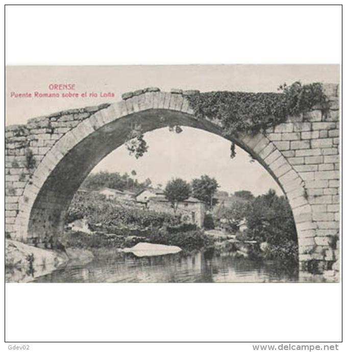 ORSTPA010-LFT5733.Tarjeta Postal DE ORENSE.Caserio,plantas.PUENTE ROMANO SOBRE EL RIO LOÑA.ORENSE - Orense