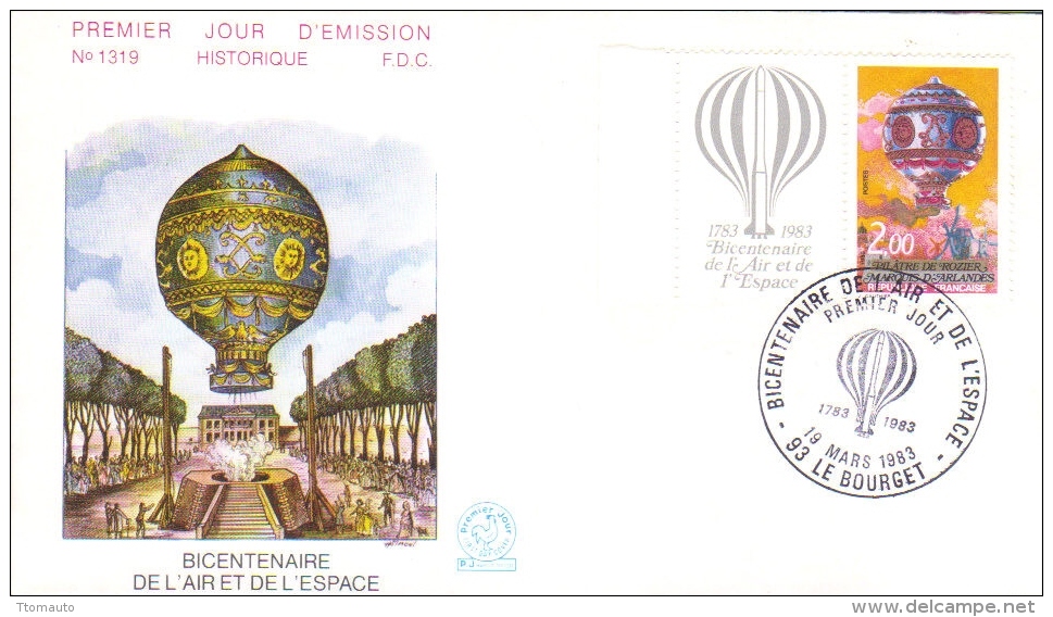 France  FDC  -  Montgolfière De Pilatre De Rozier   -   1er Jour D´Emission - Mongolfiere