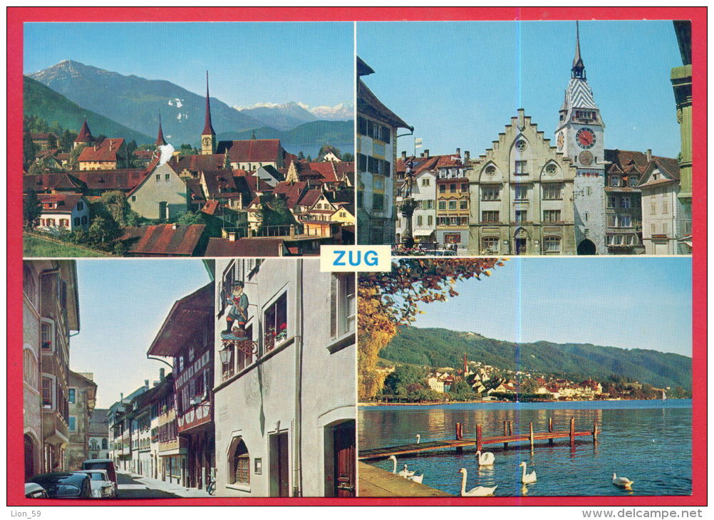 162991 / ZUG - ALTSTADT , STREET CAR , MOTOR BIKELAKE SWAN , CLOCK TOWER - Switzerland Suisse Schweiz Zwitserland - Zug