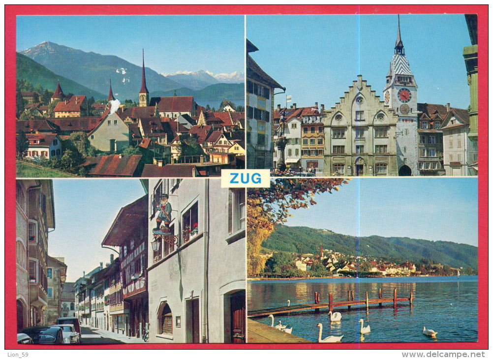 162991 / ZUG - ALTSTADT , STREET CAR , MOTOR BIKELAKE SWAN , CLOCK TOWER - Switzerland Suisse Schweiz Zwitserland - Zugo