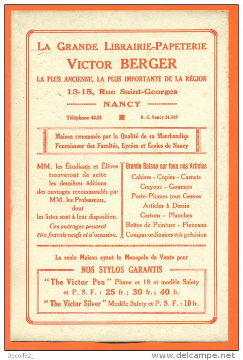 Buvard  La Grande Librairie Papeterie Victor Berger à Nancy - Cartoleria