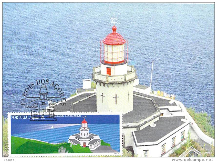 ACORES CARTE MAXI NUM.YVERT 449  PHARE ET BALISE - Cartoline Maximum