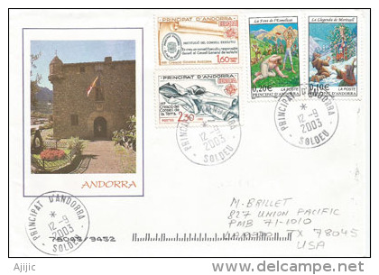 Belle Lettre Du Village De SOLDEU, Adressée Aux Etats-Unis - Covers & Documents