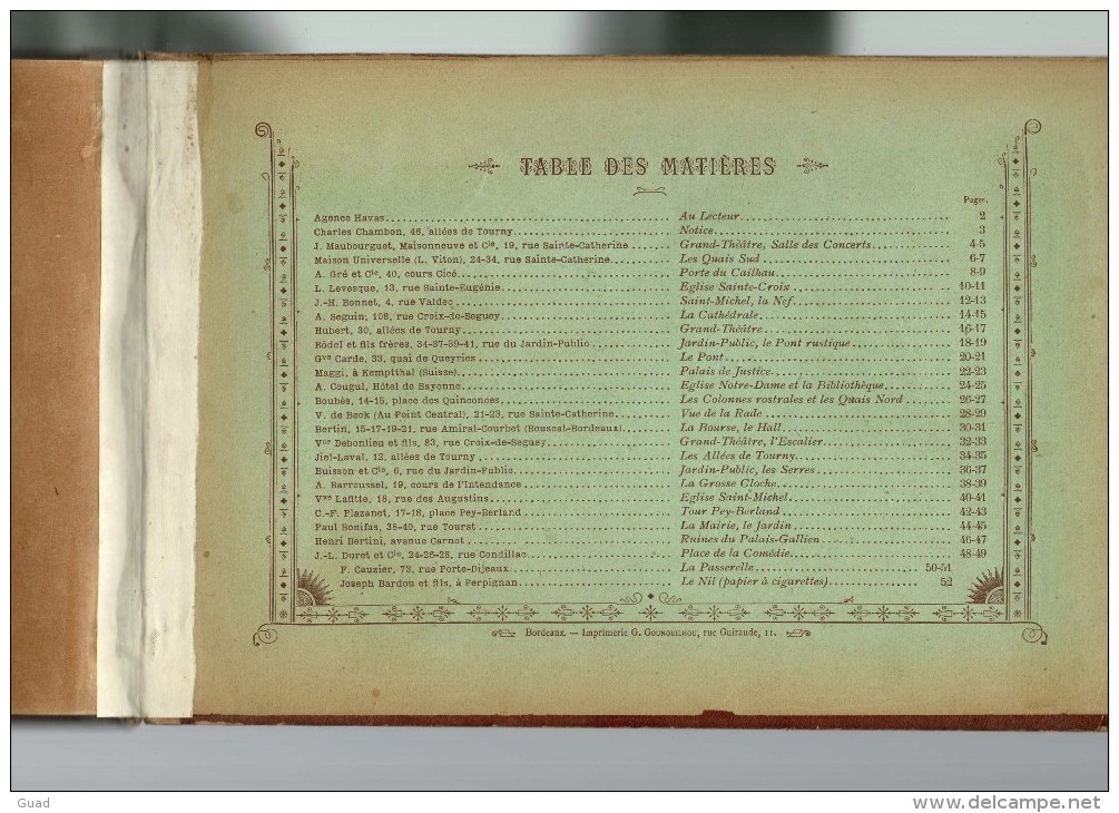 BORDEAUX -  ALBUM  1890 - CHAMBON PHOTOGRAPHE PUB MAGGI LE NIL CHAUSSURES ANDRE DENTIFRICE SOULAC RHUM  ETC - Unclassified