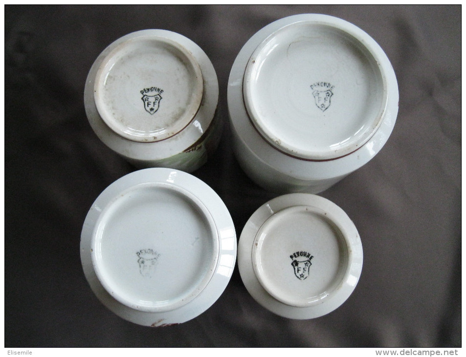 ANCIENNE SERIE DE 4 POTS A EPICES PEXONNE FF FIN XIXème DEBUT XXème