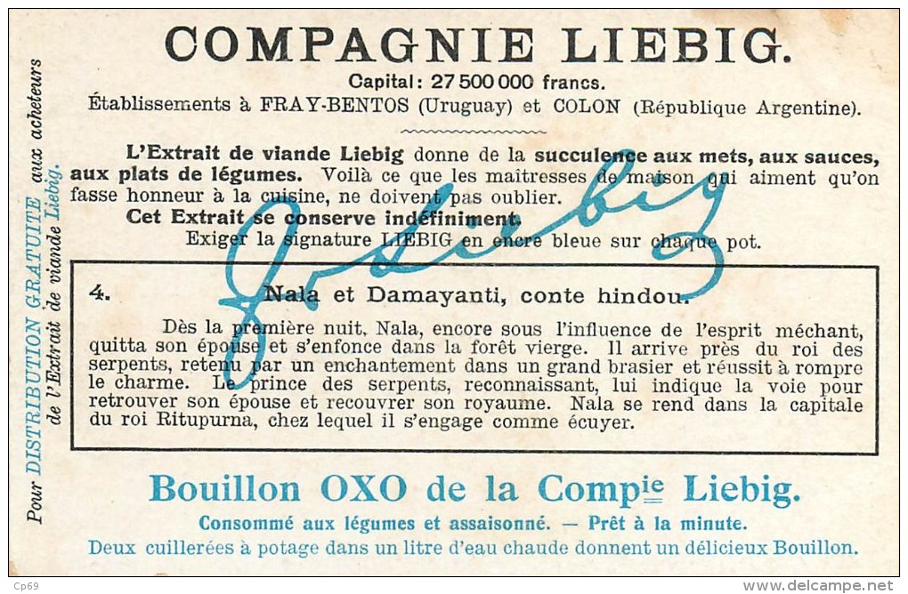 CHROMO LIEBIG - Nala Et Damayanti , Conte Hindou N° 4 - Série Belge N° 941 - Année 1908 - Liebig