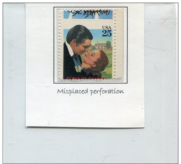 #7453 U.s.a.  Stamp 25c. Clark Gable, Misplaced Perforation,  Cinema, Movie, Film, - Cinema