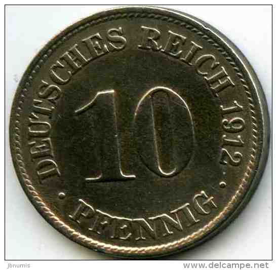 Allemagne Germany 10 Pfennig 1912 D J 13 KM 12 - 10 Pfennig