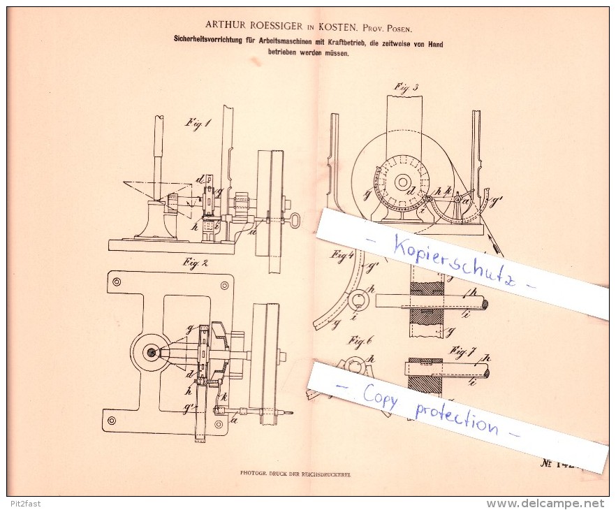 Original Patent - Arthur Roessiger In Kosten / Koscian , Posen , 1902 , Sicherheitsvorrichtung  !!! - Posen