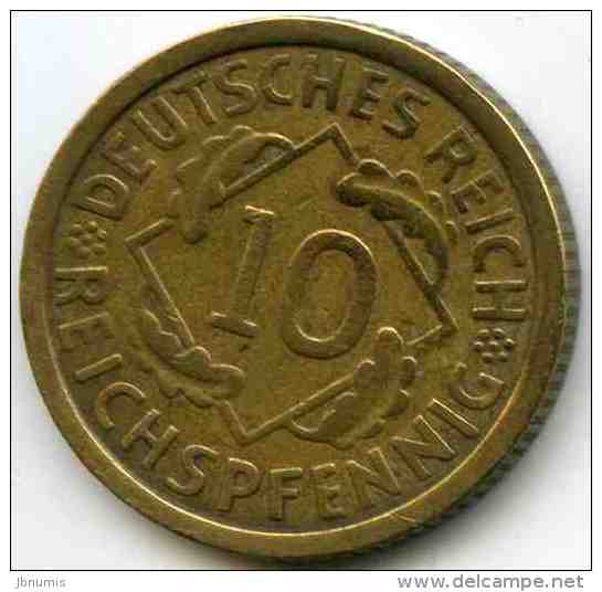 Allemagne Germany 10 Reichspfennig 1925 A J 317 KM 40 - 10 Rentenpfennig & 10 Reichspfennig