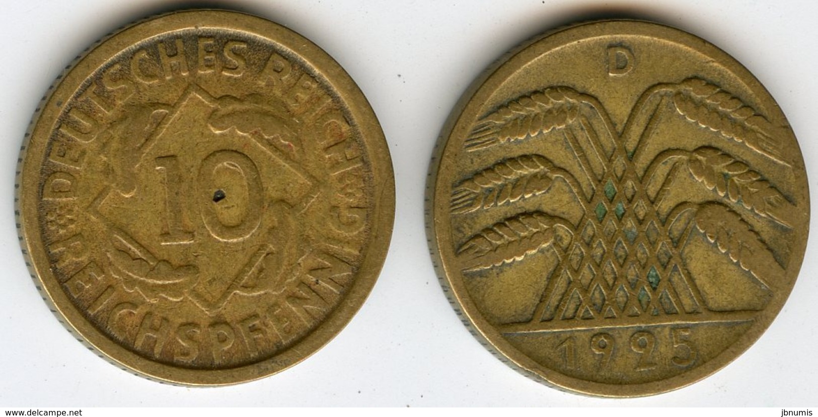 Allemagne Germany 10 Reichspfennig 1925 D J 317 KM 40 - 10 Rentenpfennig & 10 Reichspfennig