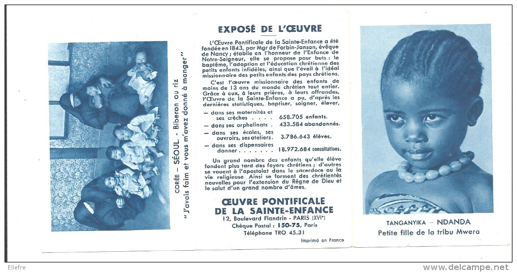 Calendrier De Poche 1959 , Oeuvre Pontificale De La Sainte Enfance -TANGANYIKA NDANDA Coréee Séoul Biberon Ou Riz - Small : 1941-60