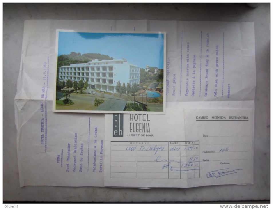 LOT Hôtel EUGENIA (M1505) ESPAGNE - LLORET DE MAR (5 Vues) Carretera De Tossa - Carte Postale Menu Change - Espagne