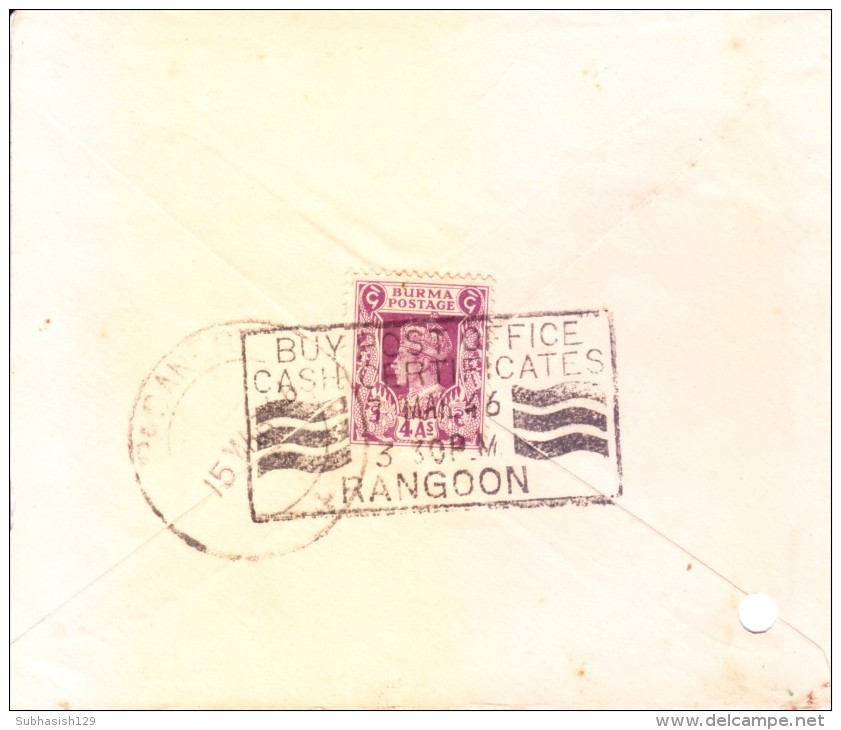 BURMA 1946 SLOGAN CANCELLATION FROM RANGOON - BUY POST OFFICE CASH CERTIFICATES - Birmanie (...-1947)