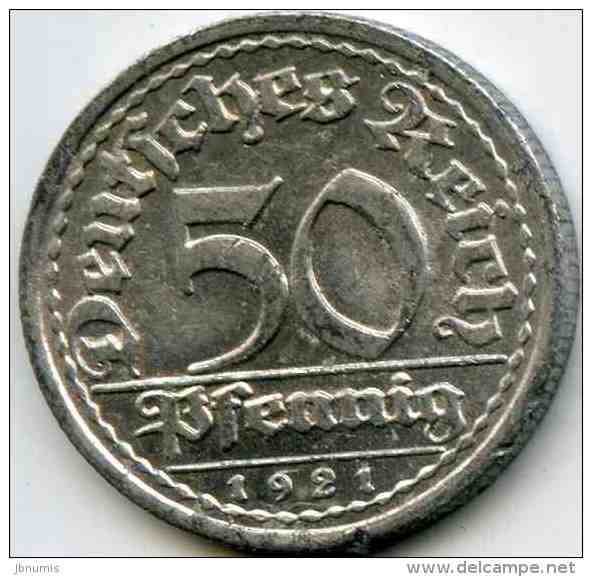 Allemagne Germany 50 Pfennig 1921 G J 301 KM 27 - 50 Rentenpfennig & 50 Reichspfennig