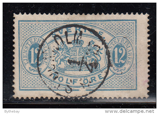 Sweden Used Scott #O6 Facit #TJ5v3 12o Official, Blue Variety: Broken Frameline Below 'ORE' - Dienstzegels