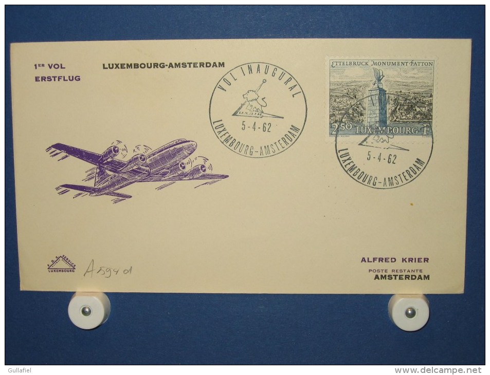 FFC First Flight 209 Luxemburg - Amsterdam 1962 - A594a (nr.Cat DVH) - Briefe U. Dokumente