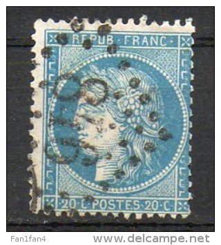 FRANCE - 1870 - Cérès (Siège De Paris - N° 37 - 20 C. Bleu - (Oblitération : Losange Gros Chiffres) - 1870 Belagerung Von Paris