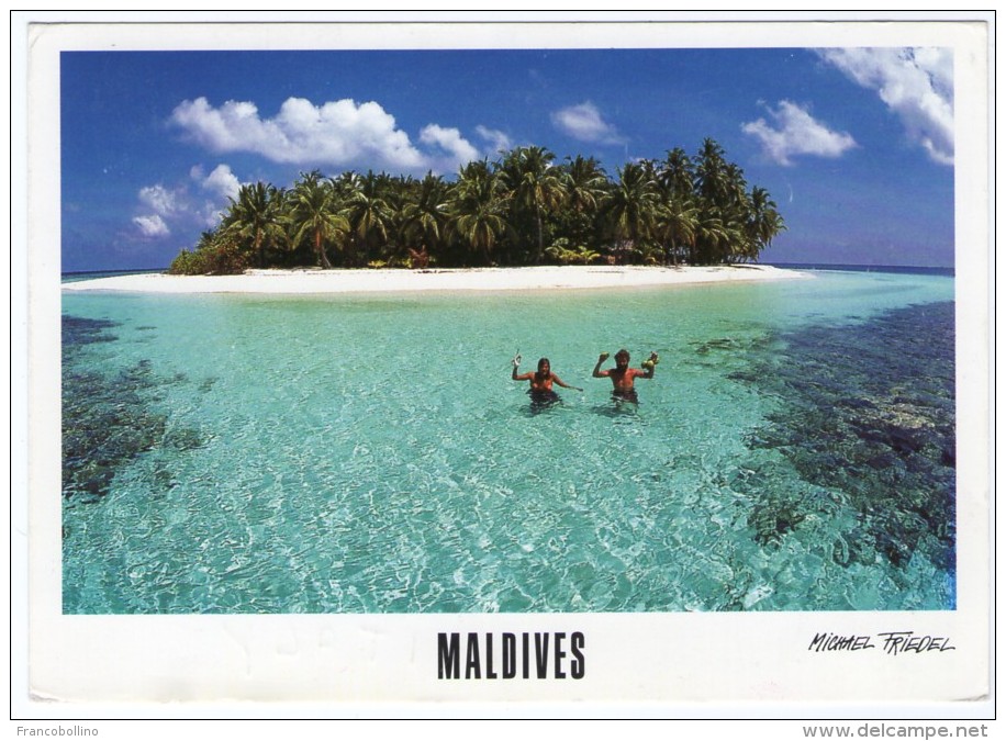 MALDIVES - ATOLL (PHOTO MICHAEL FRIEDEL No.23-140) / AIRPORT CANCEL / THEMATIC STAMP-FLOWERS - Maldiven