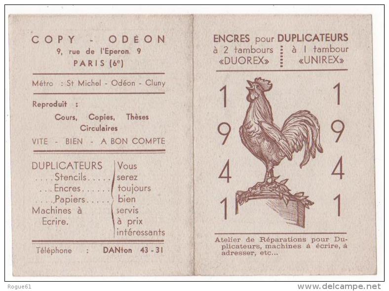 CALENDRIER    1941   Encres Pour DUPLICATEURS - Petit Format : 1941-60