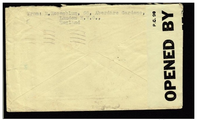 GB 1942 Censored Cover To New York USA 1/3d Rate Air Mail Rate (C848) - Covers & Documents