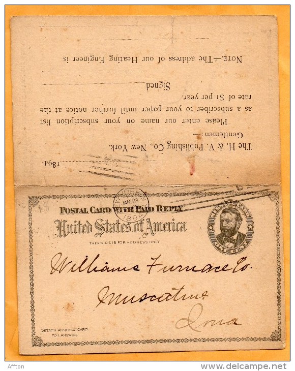 United States 1894 Card Mailed - ...-1900