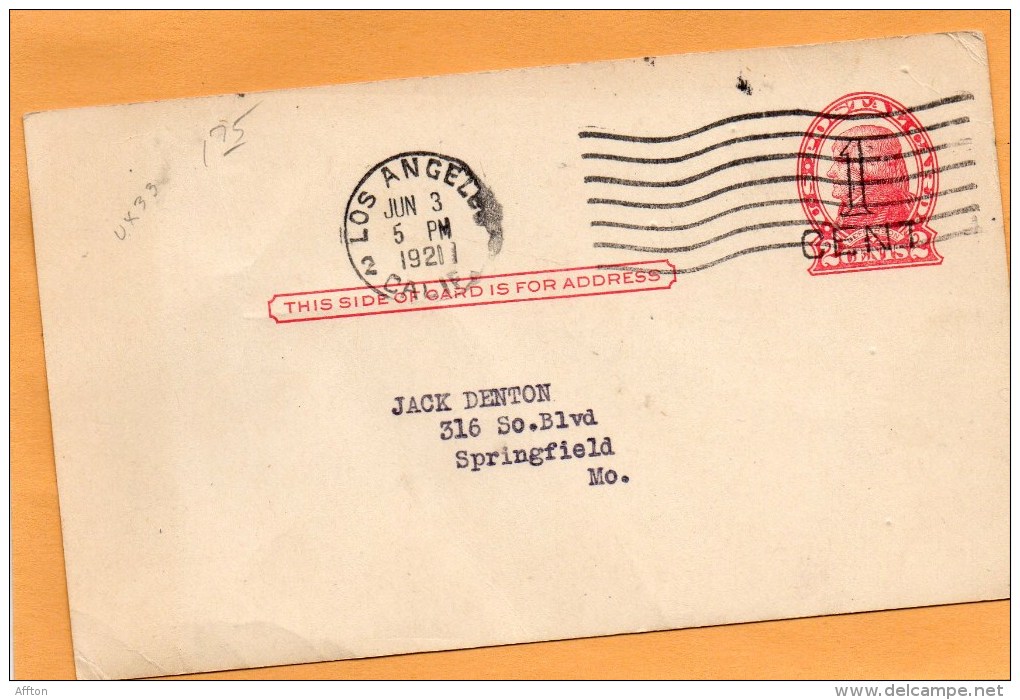 United States 1921 Card Mailed - 1921-40