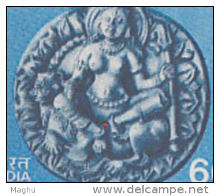 India MNH 1989,  Lucknow State Museum, Art, Sculpture Of Goddess Durga On Lion, Animal, Terracotta Plaque Mineral - Ungebraucht