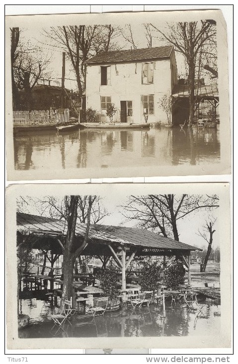 Photos Anciennes Branger "Crue De La Seine à L´île De La Jatte" 1912 - 2 Photos - Lieux