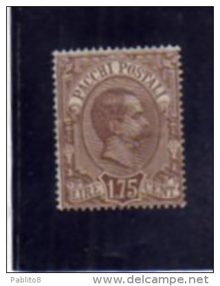 ITALIA REGNO ITALY KINGDOM 1884 1886 PACCHI POSTALI PARCEL POST LIRE 1,75 MNH DISCRETAMENTE CENTRATO - Postal Parcels