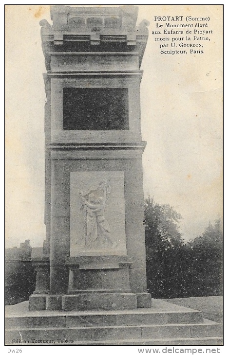 Proyart (Somme) Le Monument élevé Aux Enfants De Proyart Morts Pour La Patrie - U. Gourdon, Sculpteur - Monuments Aux Morts