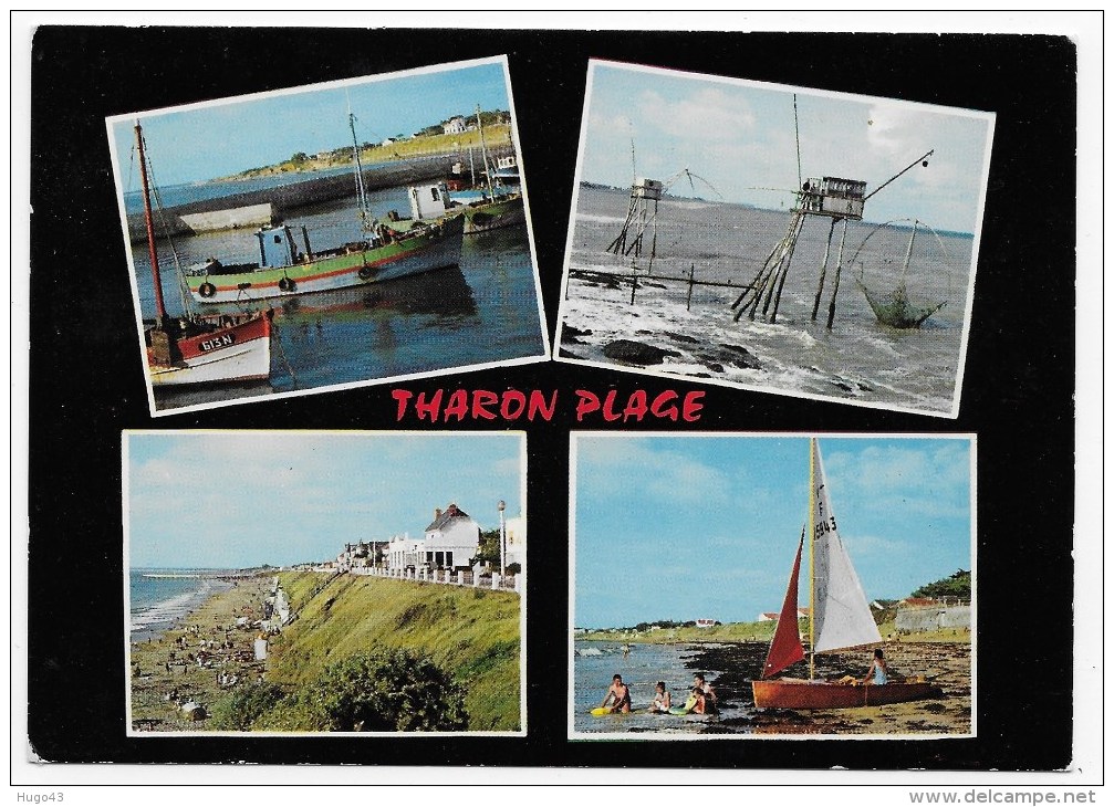 THARON PLAGE EN 1971 - N° 651 - VUES DE LA PLAGE ET DU PORT - Photo MARC GUITTENY - CPSM GF VOYAGEE - Tharon-Plage