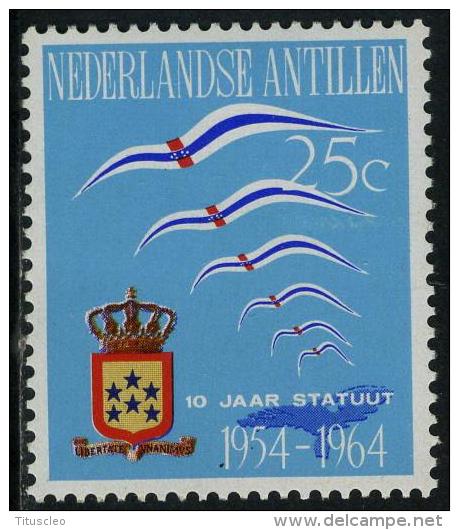 ANTILLES NÉERLANDAISES  337**  25c  Polychrome 10èm Anniversaire Du Dominium - Antillen