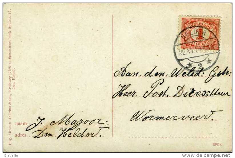 DEN HELDER (N.H.) - Molen/moulin - Het Vroegere Molenplein Met De Verdwenen Stellingmolen ´De Eendragt´ (1914). Zeldzaam - Den Helder