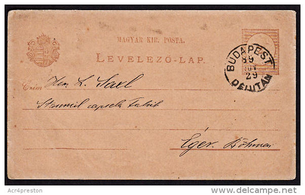 A0298 HUNGARY 1929, Prepaid Card Budapest To Eger (Eger Postmark On Reverse) - Storia Postale