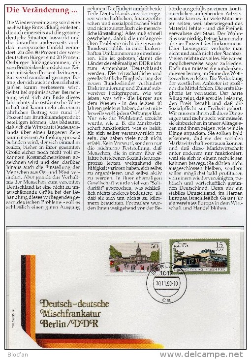 EXTRA Sonderblatt Einheit 1990 DDR 3145 Berlin 773 Brf. O 6€ Mischfrankatur DDR-Mark/DM Philatelic Documentation Germany - Autres & Non Classés