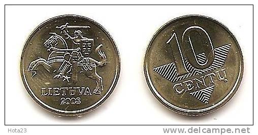 Lithuania - 10 Centi Horseman 2008 UNC - Lithuania