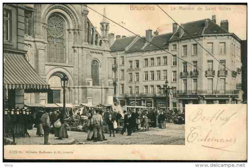 Bruxelles - StGilles : Le MArché / Très Belle Animation 1904 - St-Gilles - St-Gillis