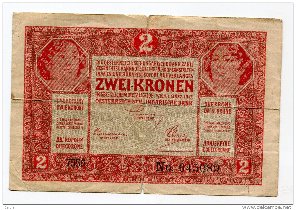 Hongrie Austria Hungary 2 Kronen 1917 Serial > 7000  RARE !!!!!!! # 2 - Hongrie