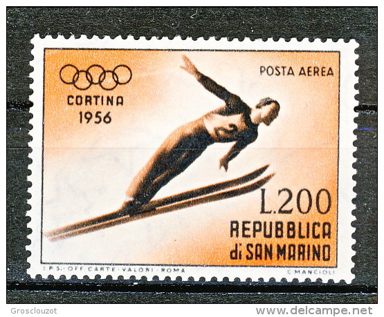 San Marino PA 1955 7° Giochi Olimpici Invernali N 116 Lire 200 Arancio E Bruno MNH - Posta Aerea