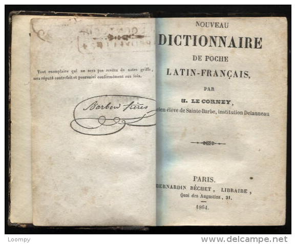 Dictionnaire Woordenboek Latin-français Par H. Le Corney, Paris, Librairie Béchet 1864. Usagé. - Woordenboeken