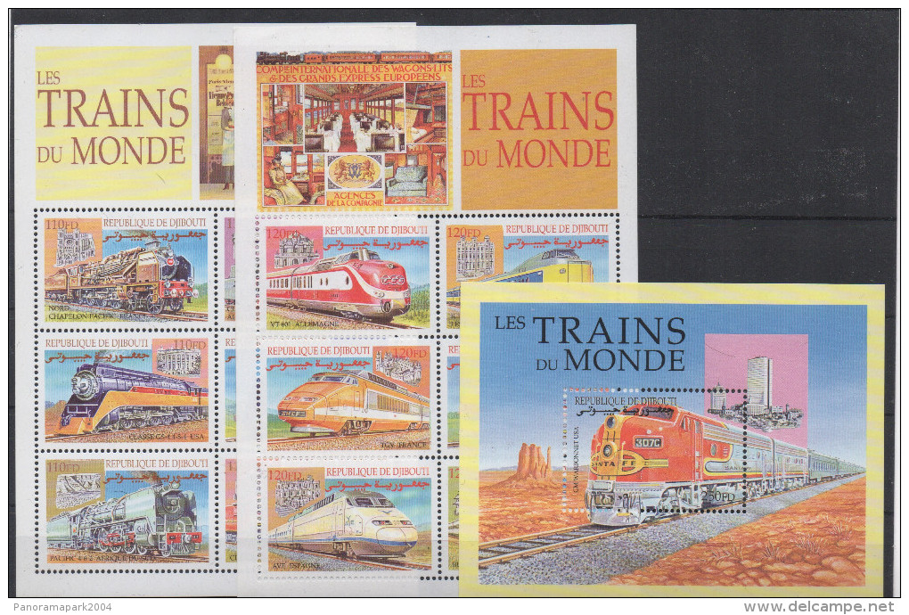 Djibouti Dschibuti 2000 Bloc Souvenir Sheet Block Trains Du Monde Chemin De Fer Train Eisenbahn Railways Mi. Bl. 152 - Treni