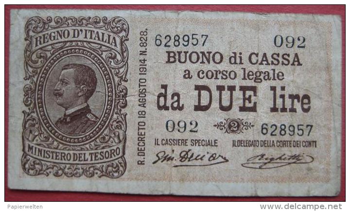 2 / Due Lire 1914 (WPM 37b) Ausg 1917 Serie 092 - Buoni Di Cassa