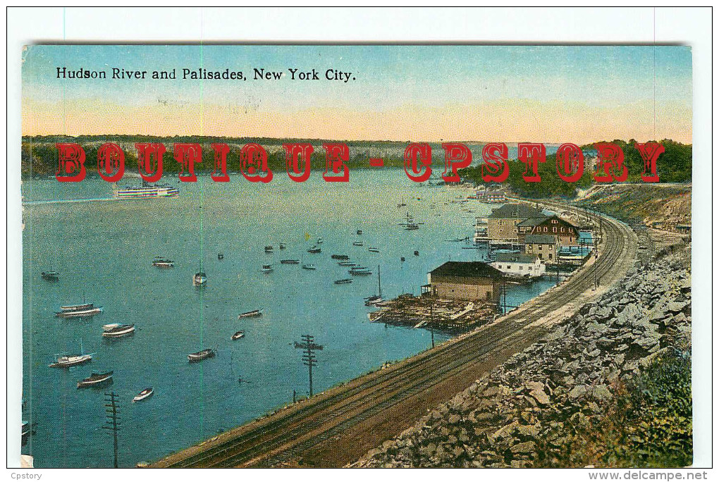 NY - NEW YORK CITY - HUDSON RIVER And PALISSADES - VOIE De CHEMIN De FER - VINTAGE POSTCARD UNITED STATES - DOS SCANNE - Hudson River
