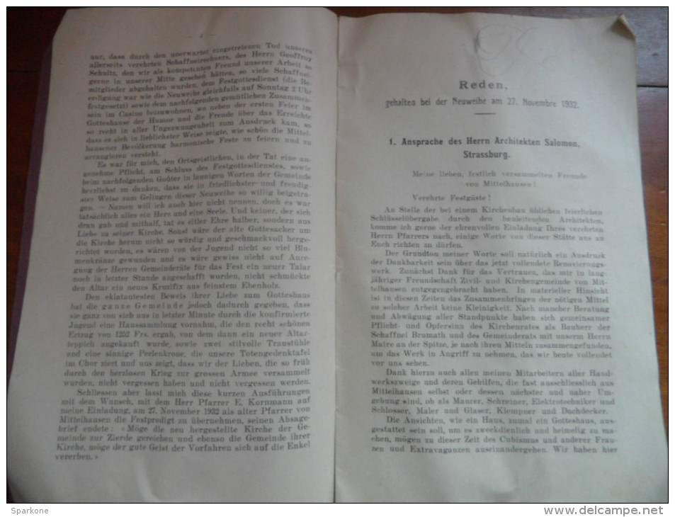 Zum Andenken An Die Neuweihe Der Renovierten Kirche (Mittelhausen) De 1932 - Autres & Non Classés