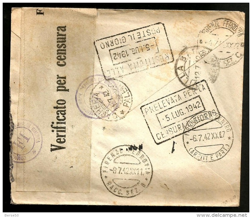 1942 STORIA POSTALE  Lettera Vg Da Siena Per Palermo - Storia Postale