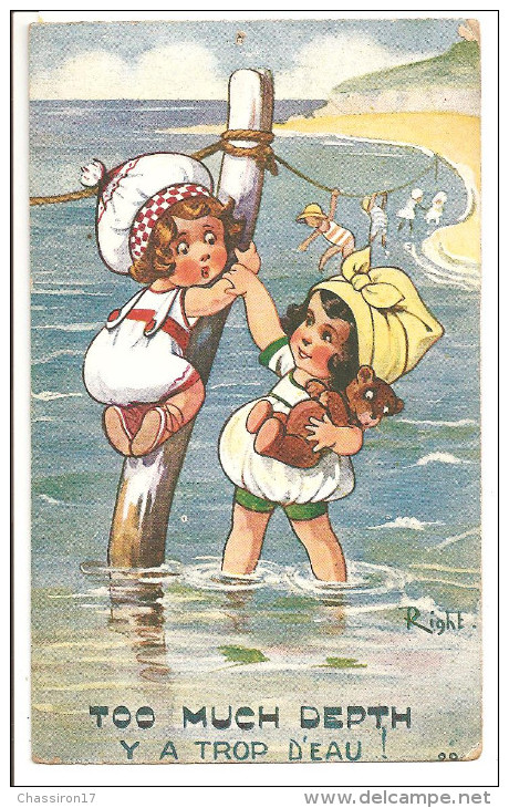 ENFANT -Y A Trop D'eau ! 2 Petites Filles Les Pieds Dans L'eau - Illustrateur Right - Right